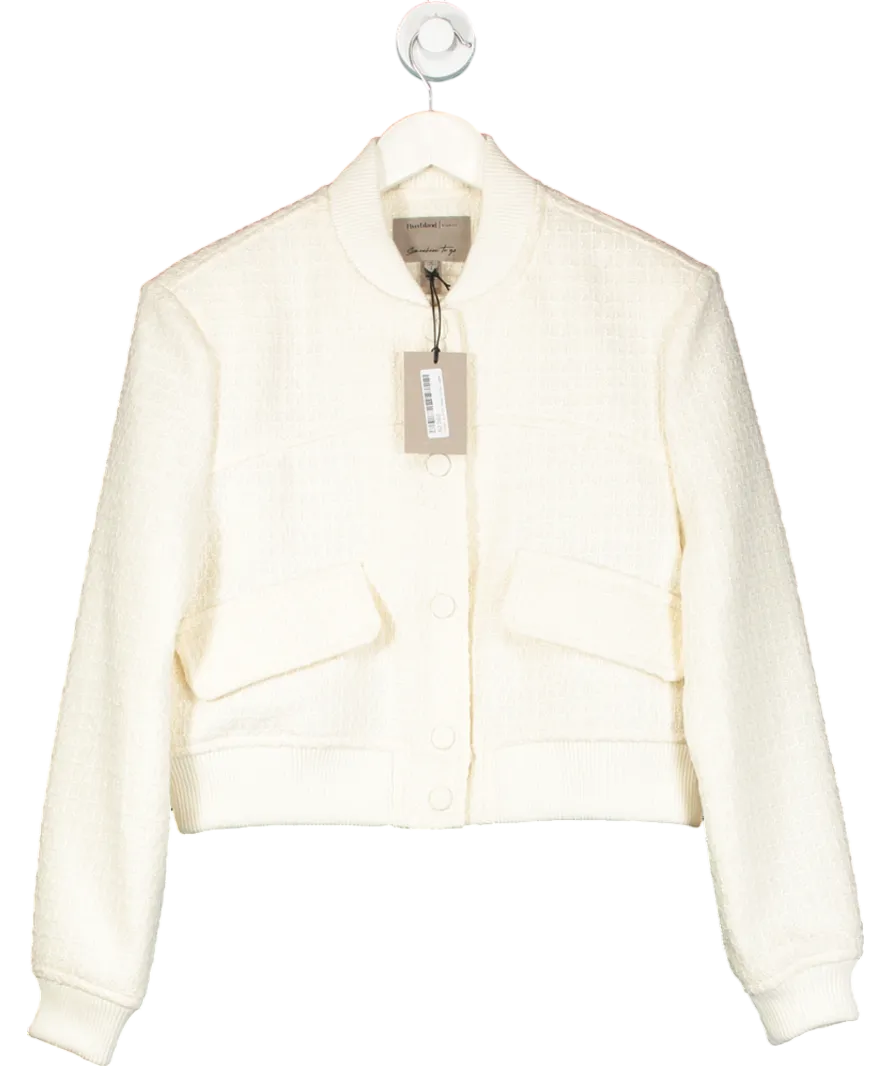 River Island Cream Boucle Tailored Bomber Jacket UK 6