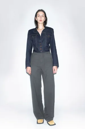 Runway Vole Denim Jacket in Indigo With Back Buttons