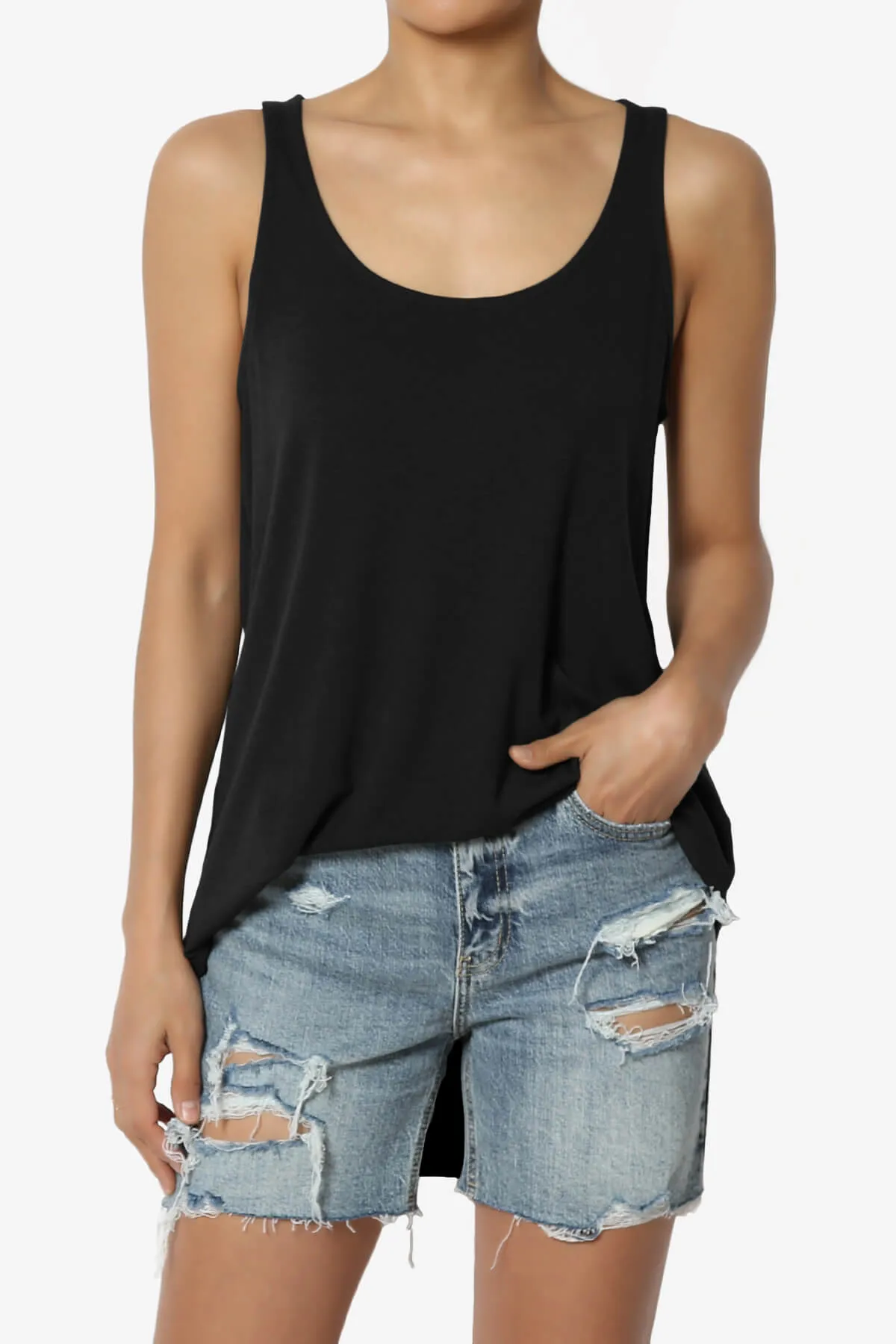 Santo Scoop Neck Loose Fit Tank Top PLUS