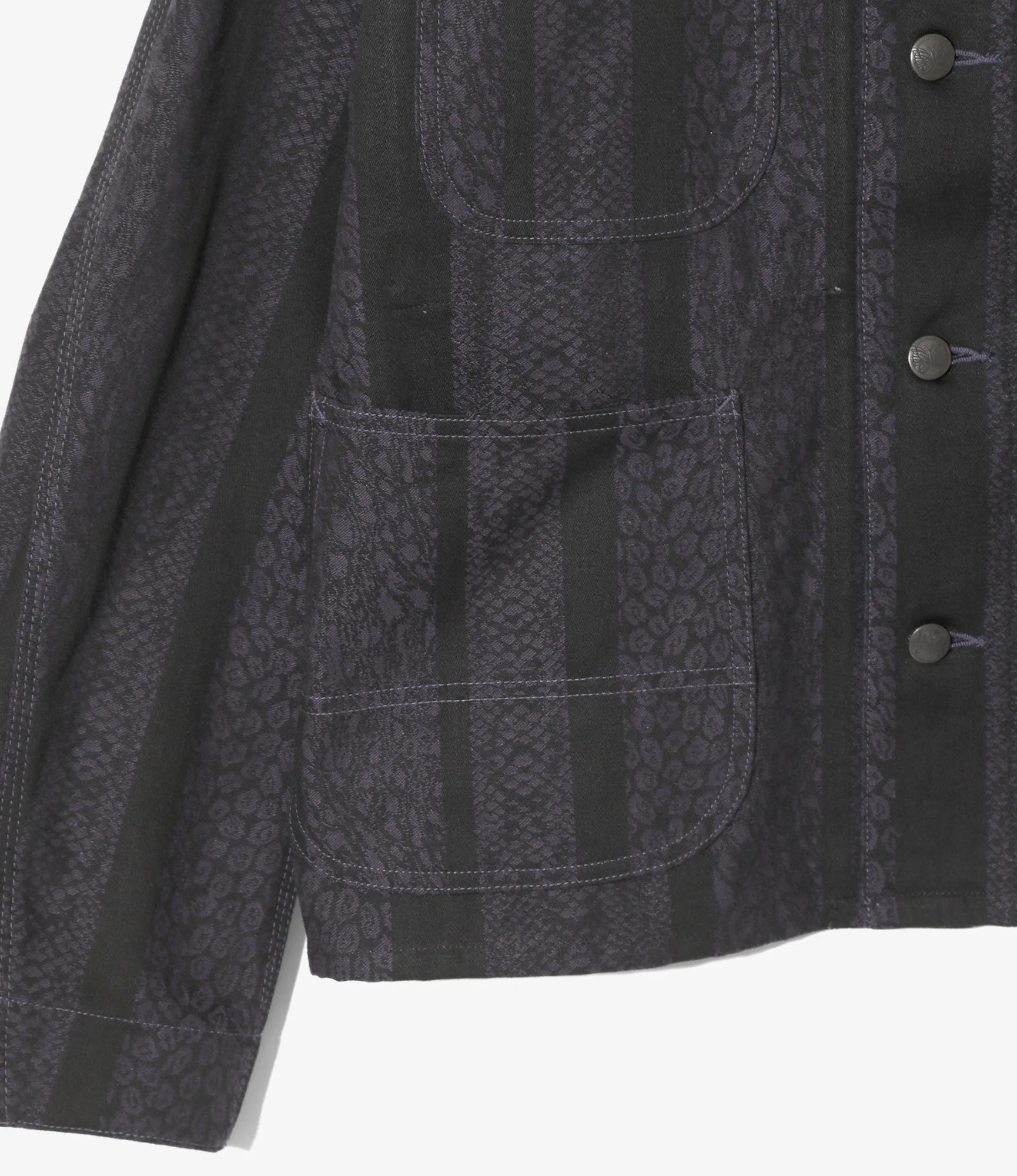 Short Coverall-10oz Denim / Python Jacquard
