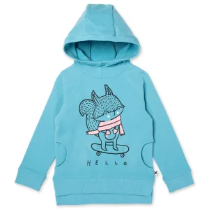 Skating Squirrel Furry Hood - Aqua