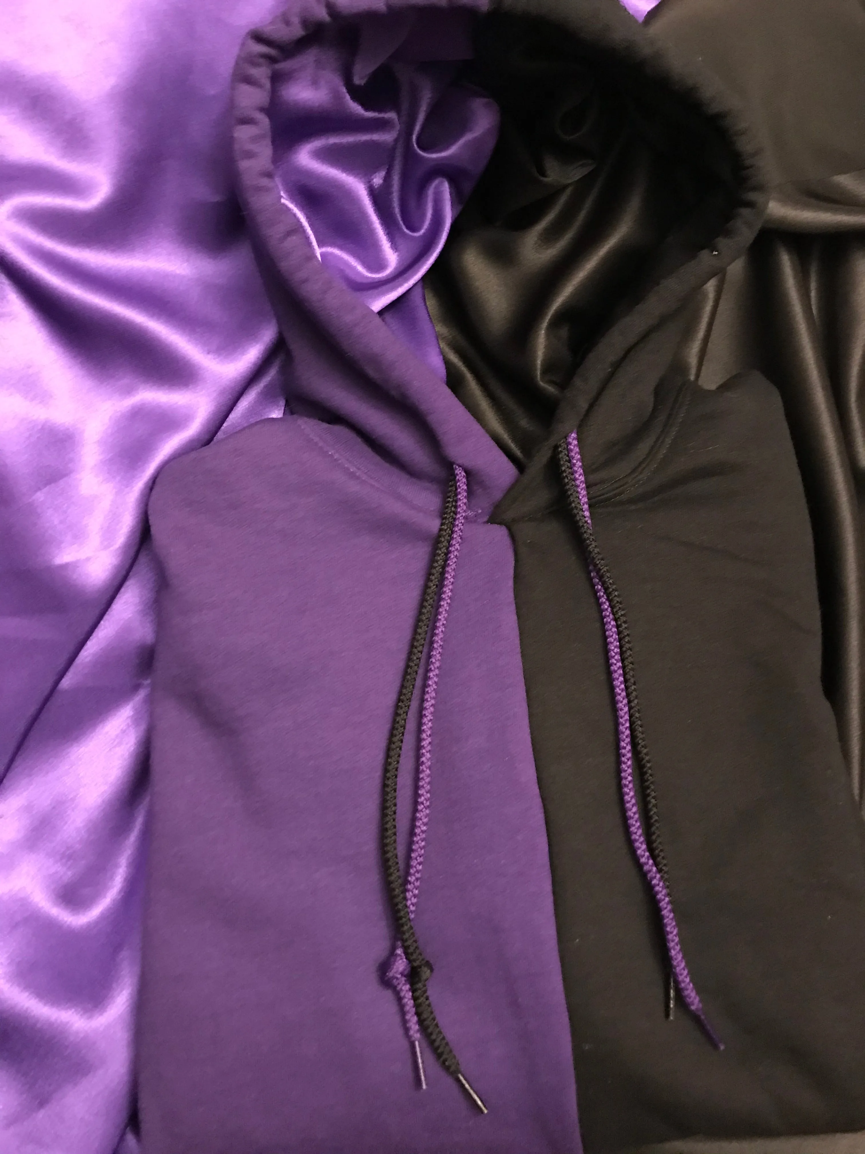 Split Satin Lined Hoodie™️: Haute Onyx and Royal