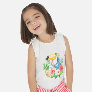 SS20 Mayoral Girls White Toucan Print Top 3025