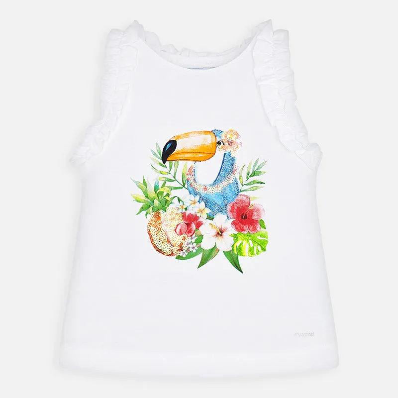 SS20 Mayoral Girls White Toucan Print Top 3025