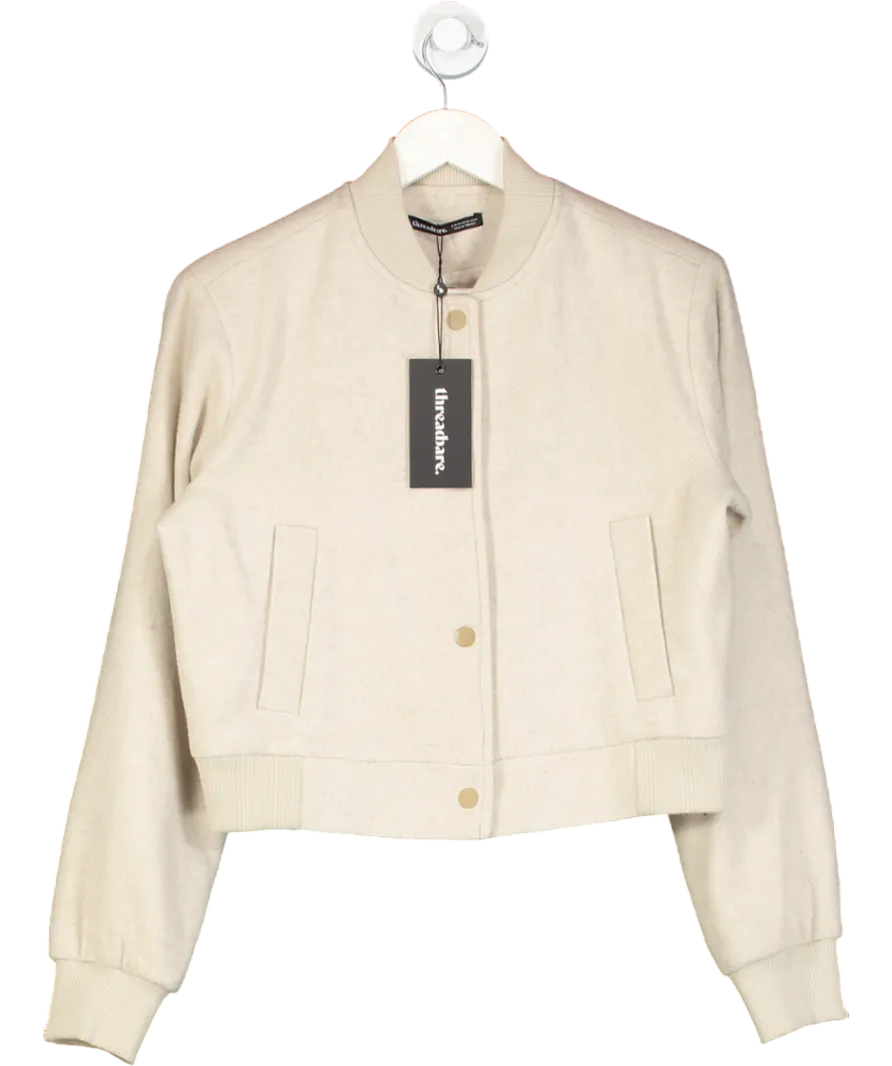 Threadbare Beige Phoebe Button Up Bomber UK 10