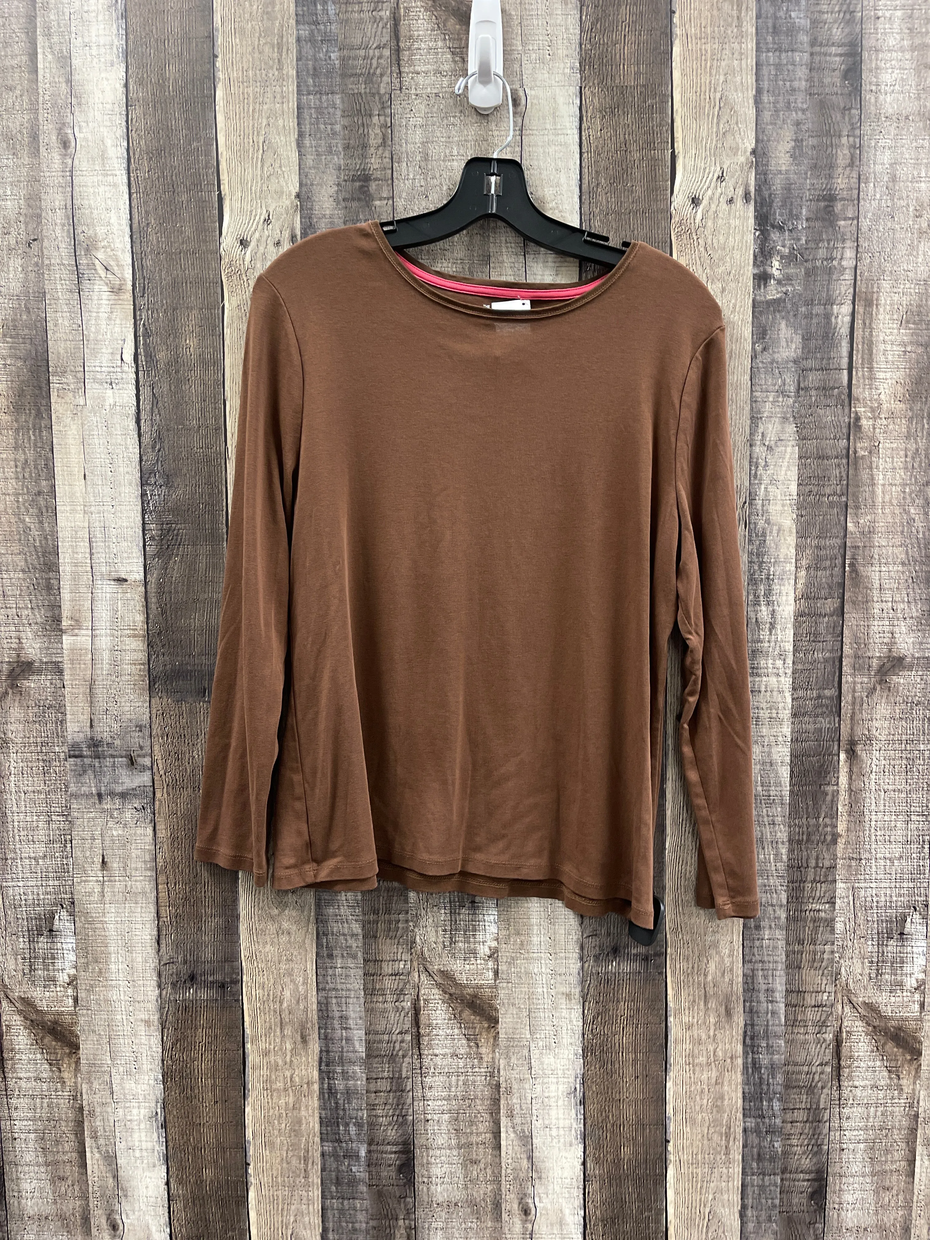 Top Long Sleeve Basic By Talbots In Brown, Size: Xlp