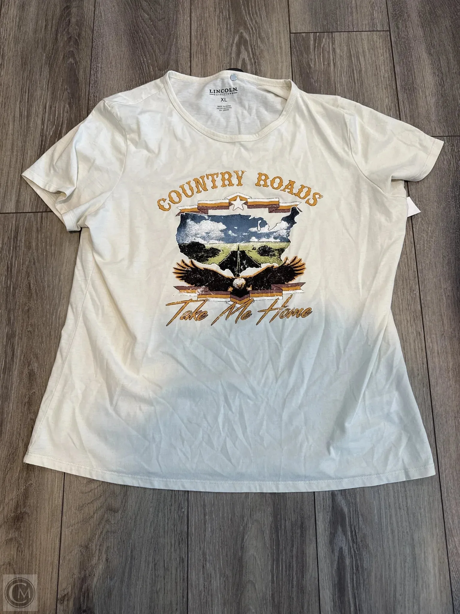 Top Short Sleeve Basic By Clothes Mentor In Cream, Size: Xl
