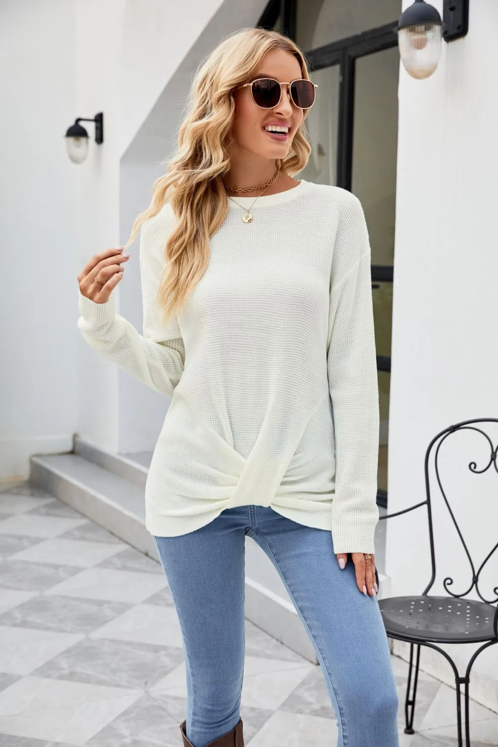 Twisted Round Neck Sweater (5 Colors)