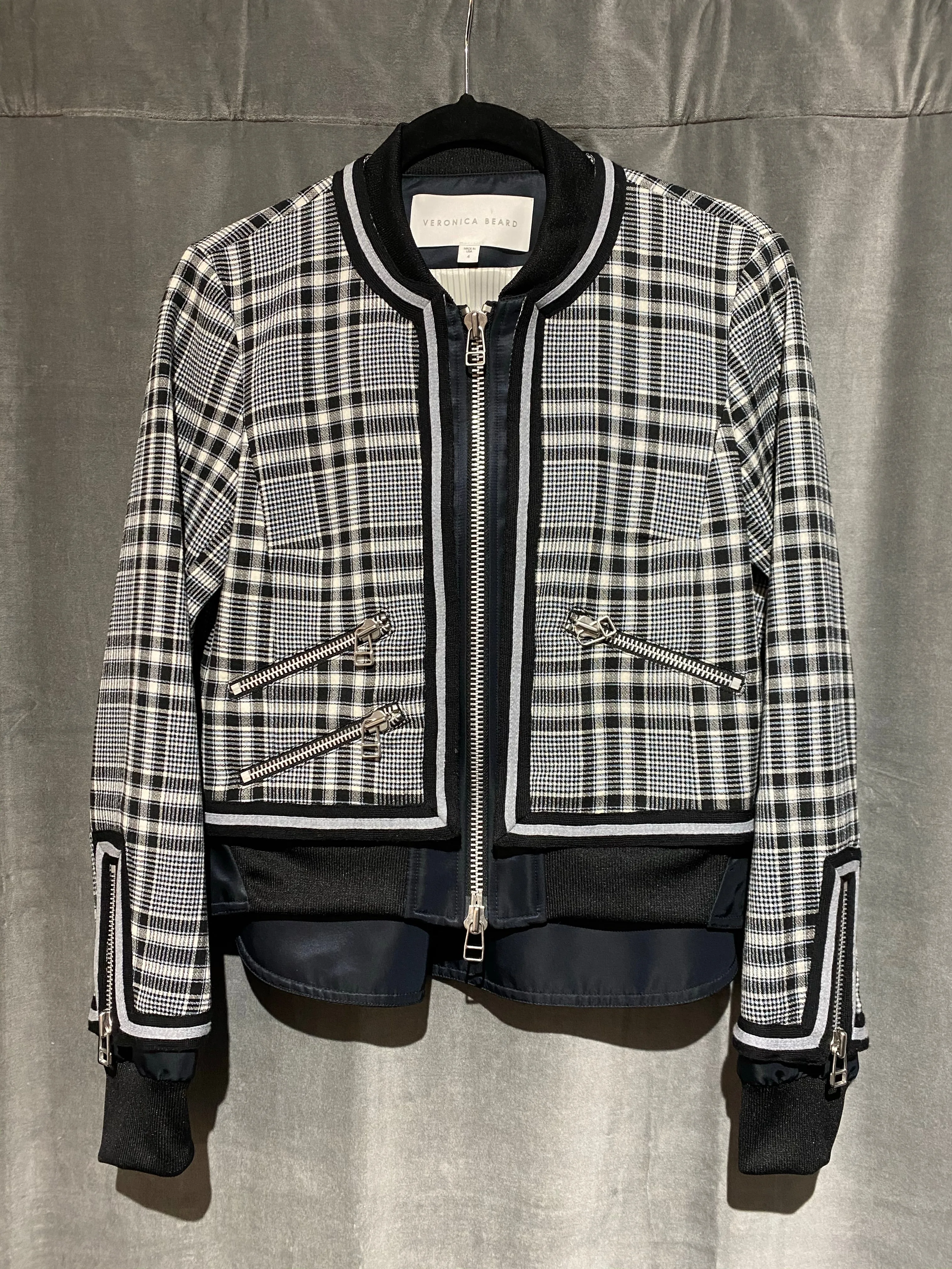 Veronica Beard Plaid Bomber Jacket