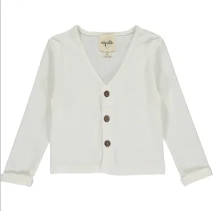 Vignette Girls Aniyah Rib Cardigan in Cream: Size 3-10