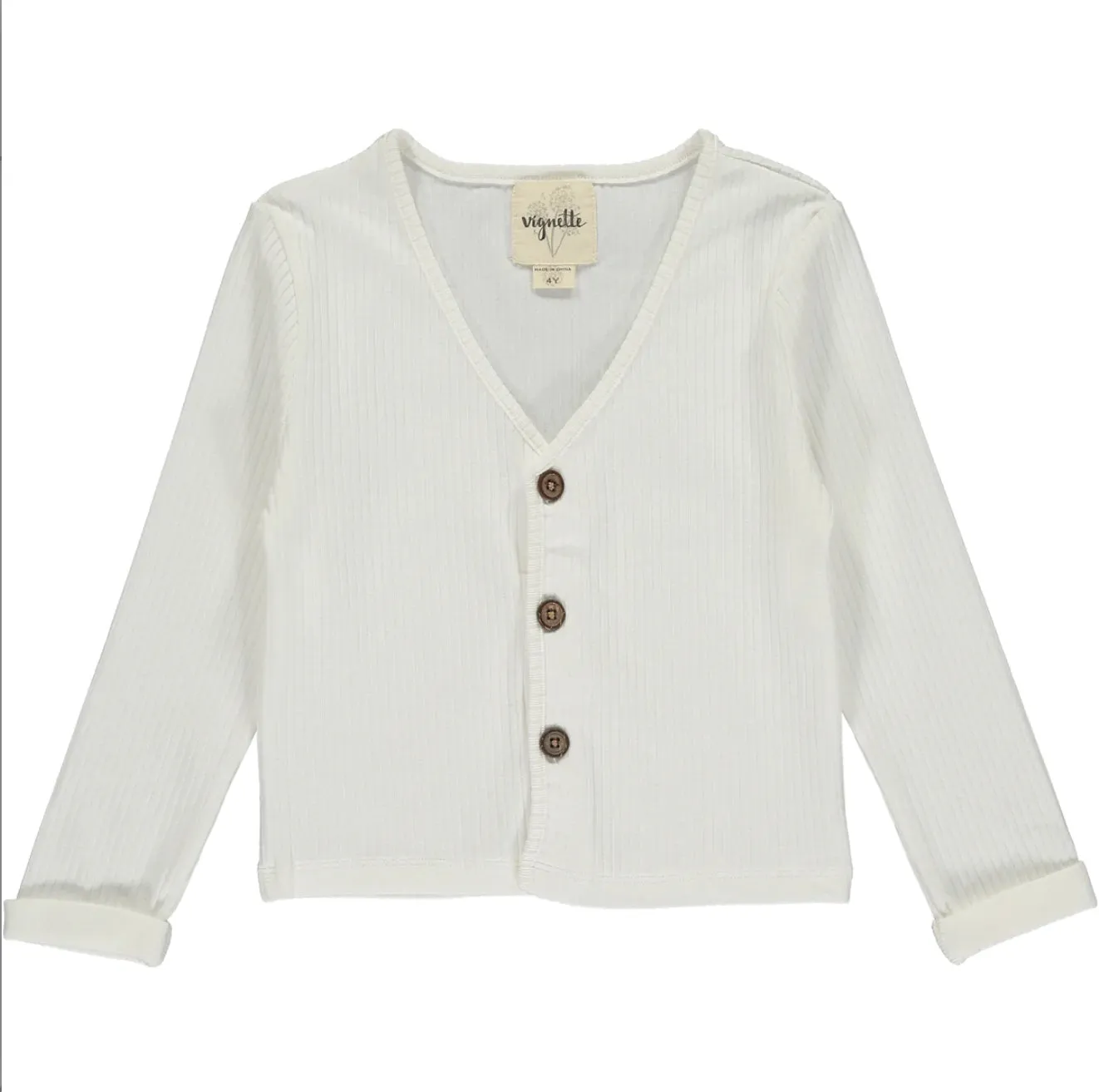 Vignette Girls Aniyah Rib Cardigan in Cream: Size 3-10
