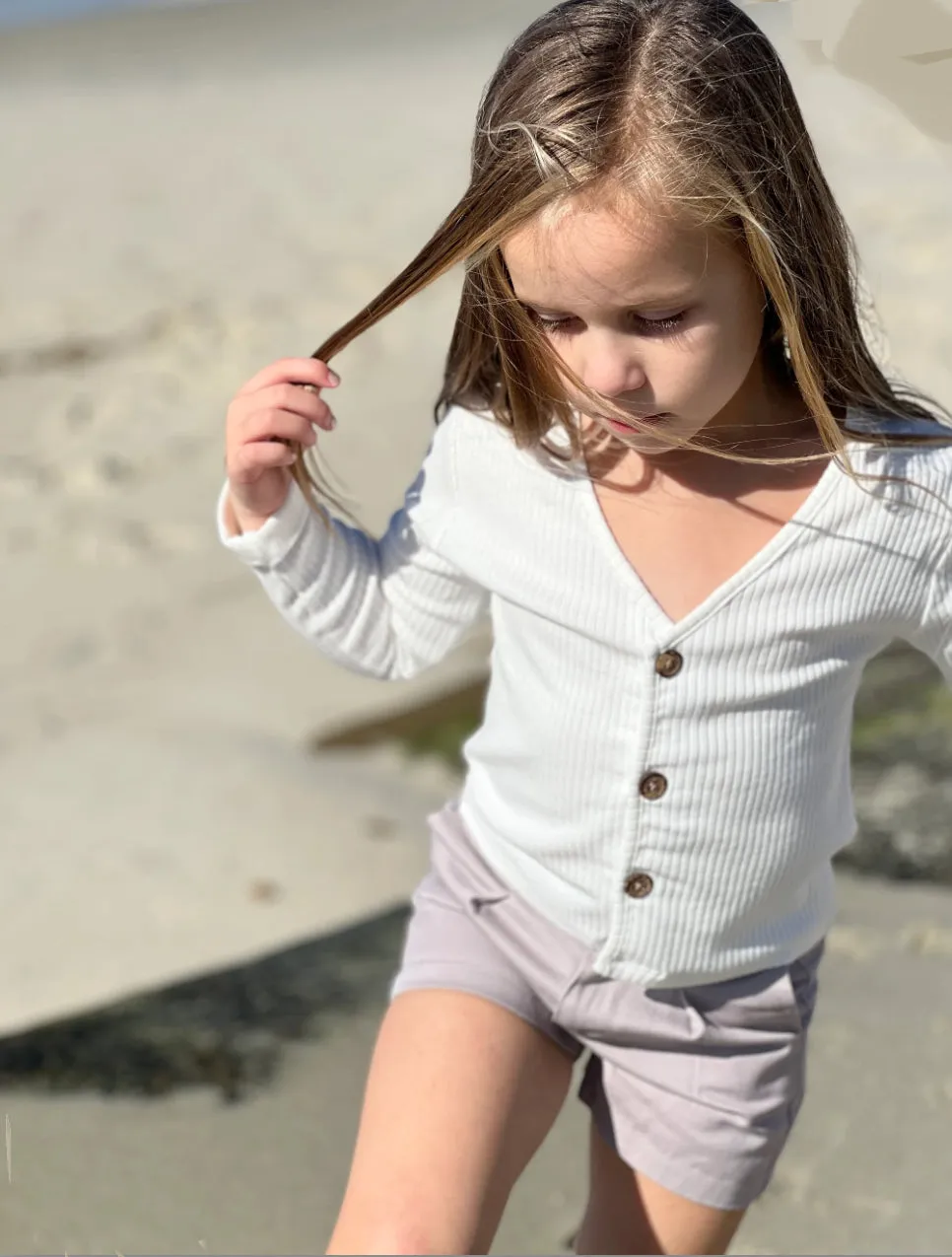Vignette Girls Aniyah Rib Cardigan in Cream: Size 3-10
