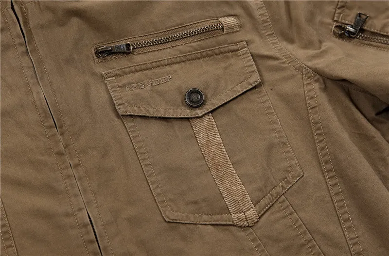 West Louis™ Multi-Pockets Stand Collar Military Jacket