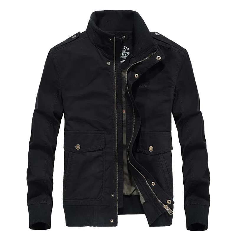 West Louis™ Multi-Pockets Stand Collar Military Jacket