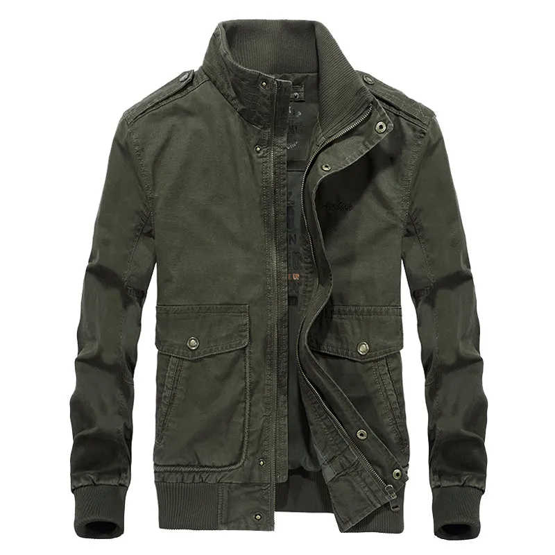 West Louis™ Multi-Pockets Stand Collar Military Jacket