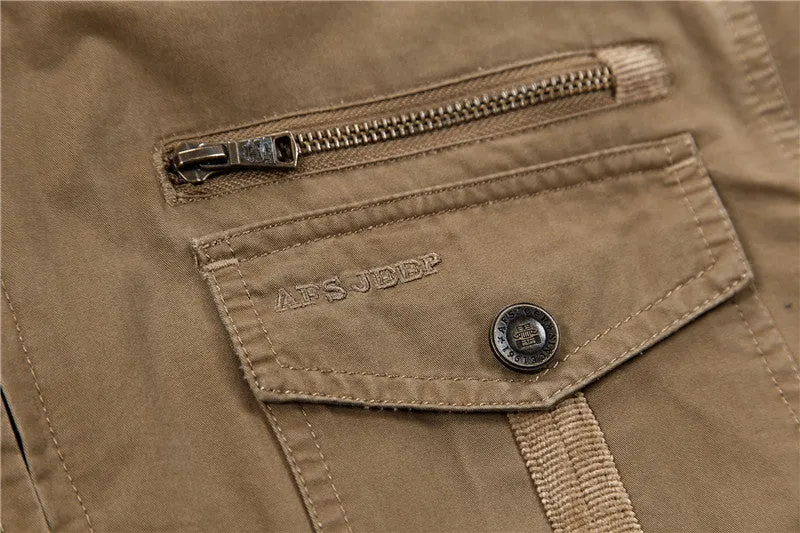 West Louis™ Multi-Pockets Stand Collar Military Jacket