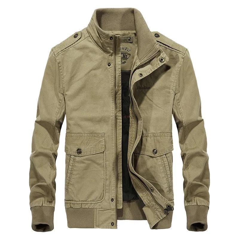 West Louis™ Multi-Pockets Stand Collar Military Jacket