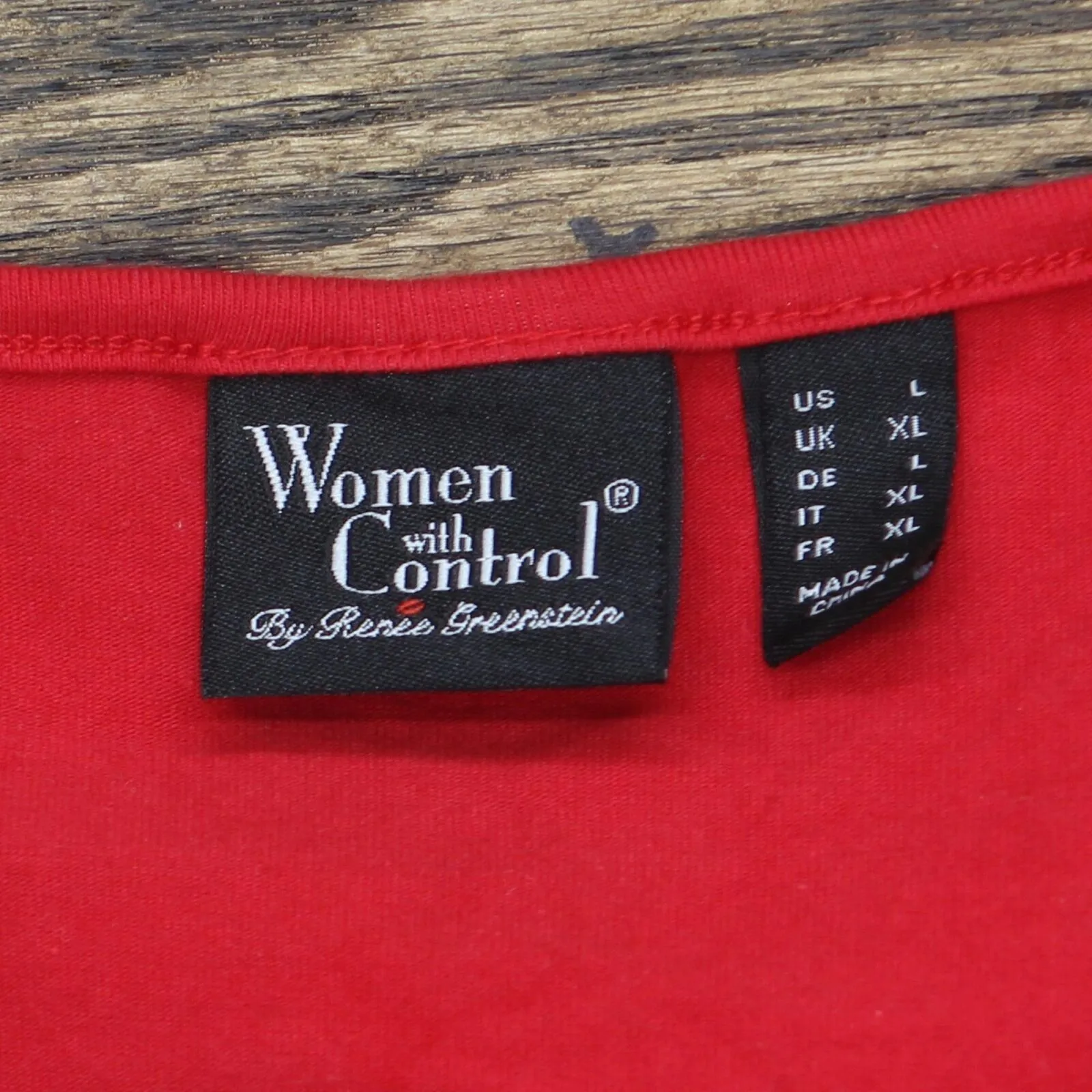 Women with Control Womens Knit Arm Tie Short Sleeve Shirt Top Red L