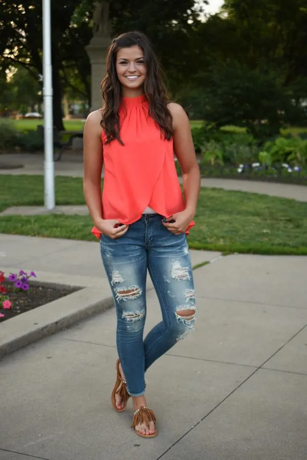 Work From Home Sleeveless Blouse ~ Red