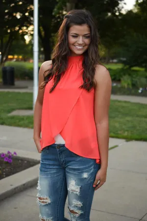 Work From Home Sleeveless Blouse ~ Red