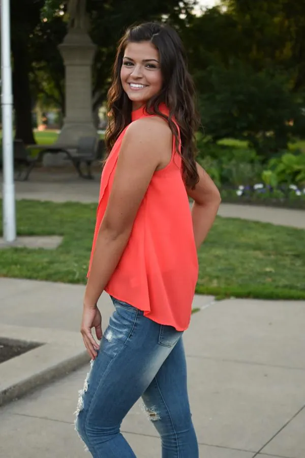 Work From Home Sleeveless Blouse ~ Red