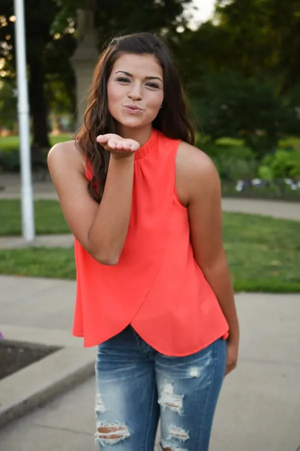 Work From Home Sleeveless Blouse ~ Red