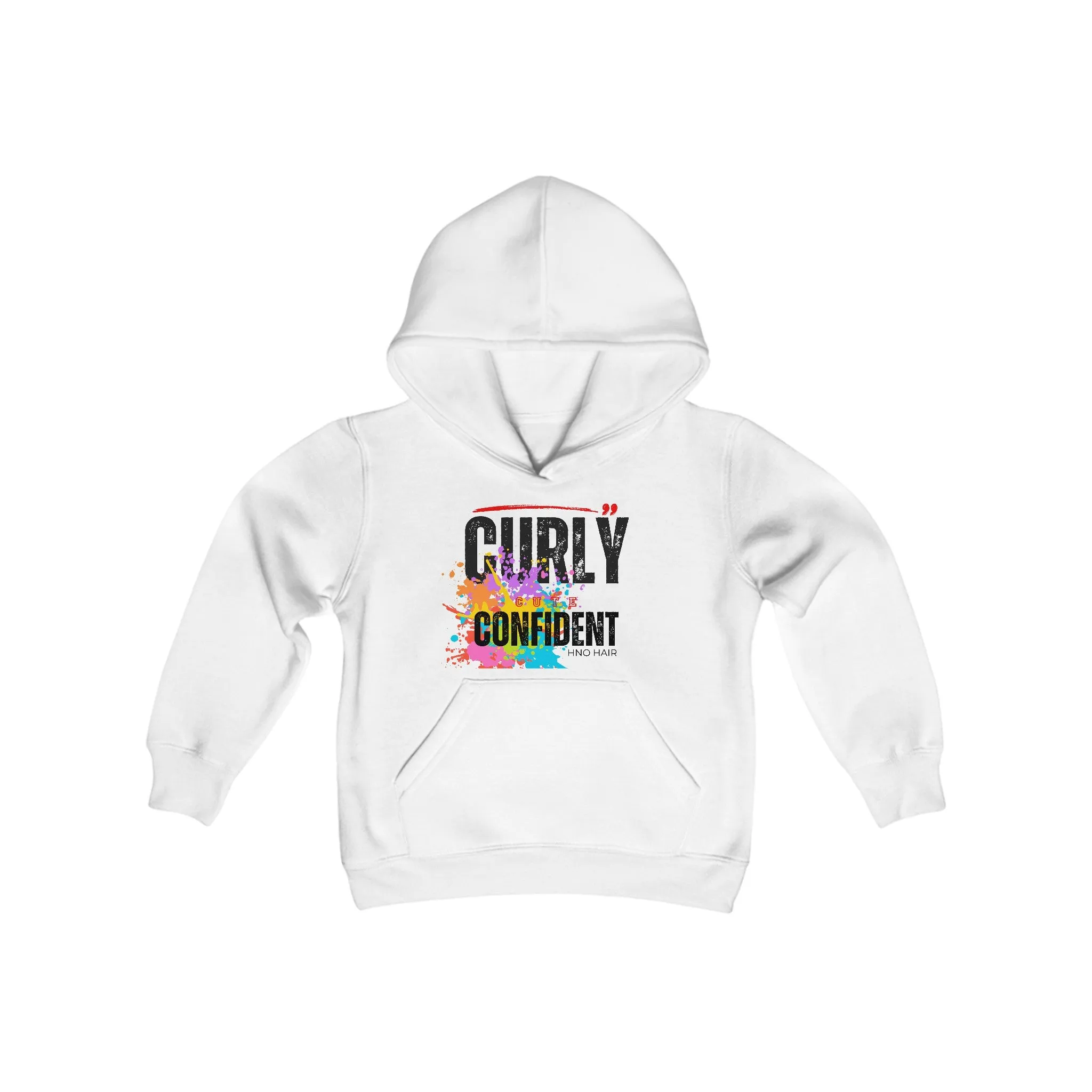 Youth Heavy Blend Curly, Cute, Confident Hooded Sweatshirt